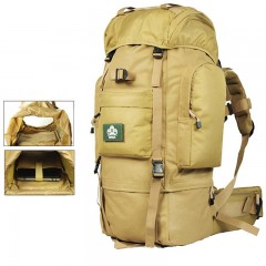 顿巴纵队 户外背包登山包 大容量双肩包 旅游徒步防水牛津带魔术贴 旅行背囊 65L泥色