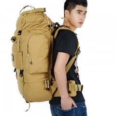 顿巴纵队 户外背包登山包 大容量双肩包 旅游徒步防水牛津带魔术贴 旅行背囊 65L泥色