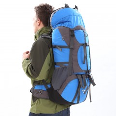 力开力朗 户外多功能登山包双肩背包旅行包 蓝色 65L  BH902
