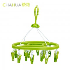 茶花 挂钩晒架塑料圆形内衣袜子晒晾袜架婴儿多夹子晾衣架24夹