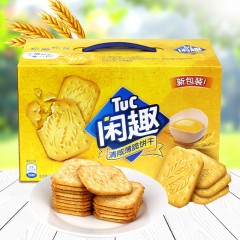 闲趣 饼干1080g礼盒装整箱大礼包休闲零食薄脆饼干