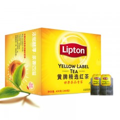 Lipton/立顿 黄牌精选红茶立顿一次性办公酒店茶叶袋泡茶包200包/盒