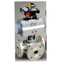 春合 不锈钢316法兰连接L型三通气动球阀