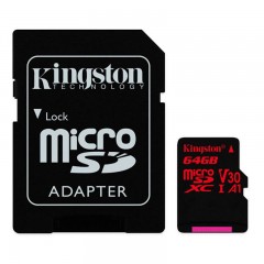 金士顿 SDCR TF卡 MicroSD卡 高速存储卡 U3支持4K高清录制 64G