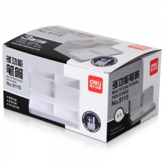 得力 多功能笔筒 5格6格简约桌面收纳盒多功能办公座