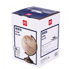 得力 2178复古地球仪 25CM金属底座 教学办公室书房摆件