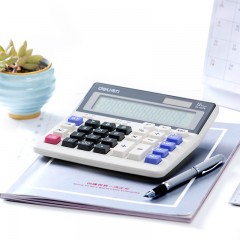 得力 2136 双电源电脑按键大屏桌面型计算器