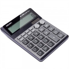 得力 1558 双电源语音计算器 太阳能语音计算机