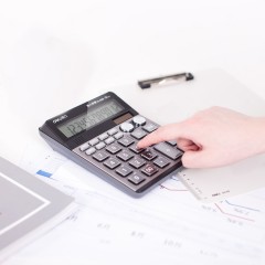 得力 1558 双电源语音计算器 太阳能语音计算机