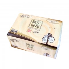 清风 原木纯品抽纸批发纸巾三层150抽餐巾纸整箱48包家庭装 BR65A