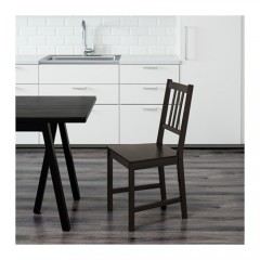 斯第芬  椅子  黑褐色 实木餐椅高背现代简约