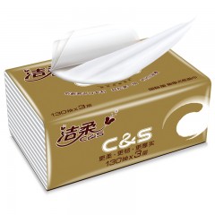 洁柔 金尊抽纸3层130抽24包装M号整箱擦手纸纸抽面巾纸