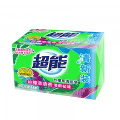 超能洗衣皂226g*2块*6组肥皂透明皂衣物去污皂12块组合装柠檬草香