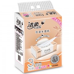 洁柔 抽纸face可湿水面纸百花香味3层135抽家用3包餐巾纸