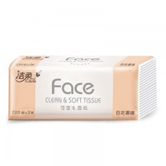 洁柔 3层135抽整箱18包抽纸巾 粉face可湿水面纸百花香味餐巾纸