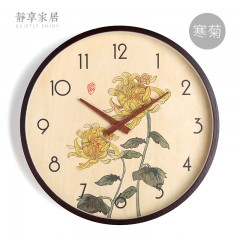 静享家居 客厅挂钟中国风实木钟表复古墙钟中式石英钟创意时钟卧室家用静音