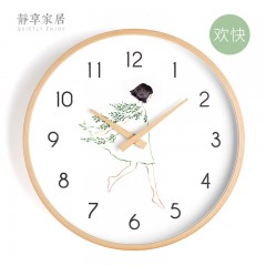 静享家居 创意挂钟北欧时钟客厅艺术现代简约装饰挂表实木钟表静音时尚壁钟