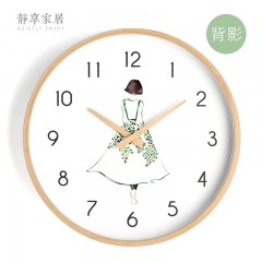 静享家居 创意挂钟北欧时钟客厅艺术现代简约装饰挂表实木钟表静音时尚壁钟