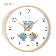 静享家居 北欧挂钟现代简约艺术圆形时钟创意挂表家用静音客厅卧室钟表兔鹿