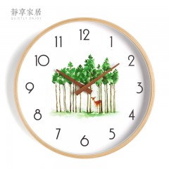 静享家居 北欧挂钟现代简约艺术圆形时钟创意挂表家用静音客厅卧室钟表兔鹿