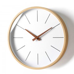 静享家居 北欧现代简约静音挂钟客厅大厅办公室家用木质挂表大码石英钟圆形