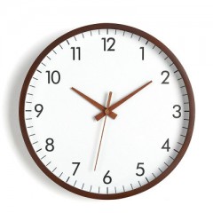 静享家居 北欧挂钟现代简约静音时尚创意客厅实木挂表圆形石英钟表木钟