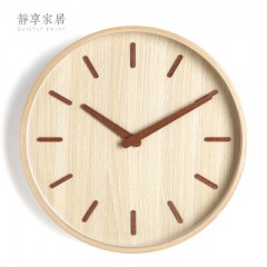 静享家居 挂钟创意客厅田园时钟实木钟表超静音简约现代挂表中式石英钟