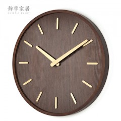 静享家居 挂钟创意客厅田园时钟实木钟表超静音简约现代挂表中式石英钟