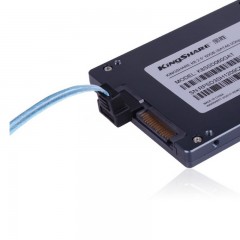 国产 双通道SATA3.0线 硬盘数据连接线铝箔 一弯一直带弹片蓝色 60cm