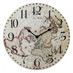 国产 欧式客厅挂钟圆形简约卧室仿木质地中海装饰复古静音机芯挂钟表