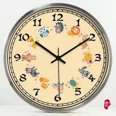 国产 动物儿童房钟表可爱卡通宝宝房学校石英钟学生卧室静音挂钟65
