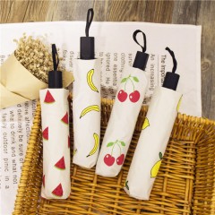 国产 雨伞三折叠 晴雨防晒黑胶遮阳伞太阳伞柠檬香蕉