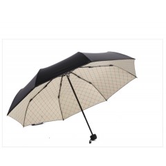 国产 遮阳伞创意波点伞晴雨伞防晒 黑胶防紫外线伞三折晴雨两用太阳伞