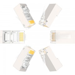 SAMZHE/山泽 网线水晶头超五类8芯镀金rj45连接头纯铜电脑网络线接头屏蔽