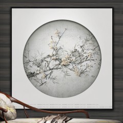 国产 新中式装饰画餐厅挂画客厅玄关软装实物样板房立体梅花画卧室壁画