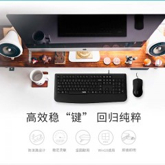 雷柏 有线键鼠套装镭雕键帽鼠标键盘套光学办公防水鼠键套装 NX1900