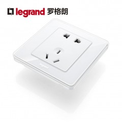 罗格朗 86型冰莹白二三插五孔插座面板开关家用5孔墙壁电源暗装
