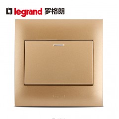 罗格朗 金色一位双控开关面板86型单开双控一开双控1开双控墙壁