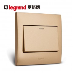 罗格朗 金色一位双控开关面板86型单开双控一开双控1开双控墙壁