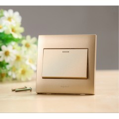 罗格朗 金色一位双控开关面板86型单开双控一开双控1开双控墙壁