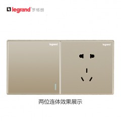 罗格朗 开关面板86型墙壁开关插座面板仕典金色二位连体边框