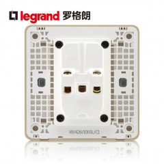 罗格朗 86型细金纹二三插五孔插座面板开关家用5孔墙壁电源暗装