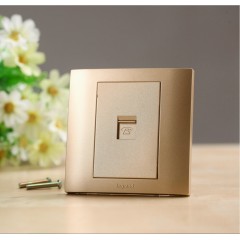 罗格朗 漫金香槟金电话插座开关面板86型仕界电话插座面板