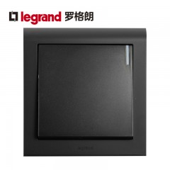 罗格朗 黑色家用单开双控1开一位一灯双控开关面板楼梯86型单联