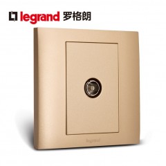 罗格朗 开关插座面板 闭路插座 金色有线电视插座 罗格朗有限电视插座