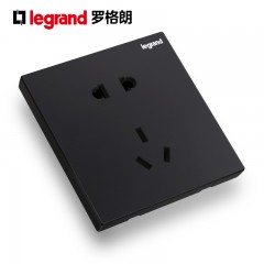 罗格朗 黑色五孔插座开关面板家用86型5孔墙壁电源暗装碳素黑