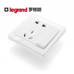 罗格朗 开关插座面板冰莹白五孔一开双控面板五孔带双控开关五孔