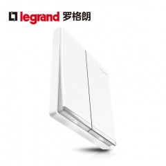 罗格朗 家用大面板双联双控2开二位双开双控开关面板楼梯86型