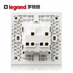 罗格朗 家用大面板双联双控2开二位双开双控开关面板楼梯86型