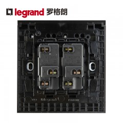 罗格朗 黑色家用双开双控2开二位一灯双控开关面板86型双联二开